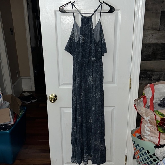 Lauren Conrad Blue Halter Floral Print Slit Maxi Dress Size XS - Picture 5 of 5